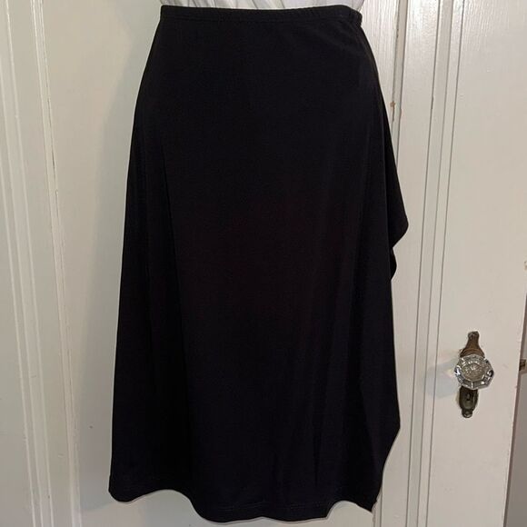 NWT Vintage BCBG Max Azria black rayon/polyester/spandex drape side skirt - Picture 1 of 9